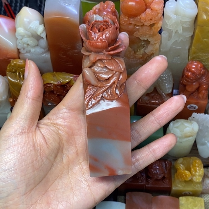 印石寿山石花开富贵