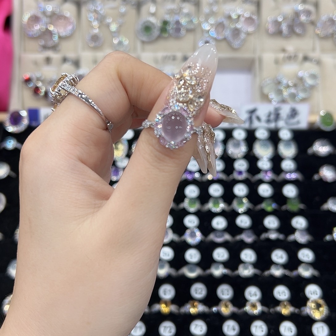 婷***～戒指银S925镶嵌萤石