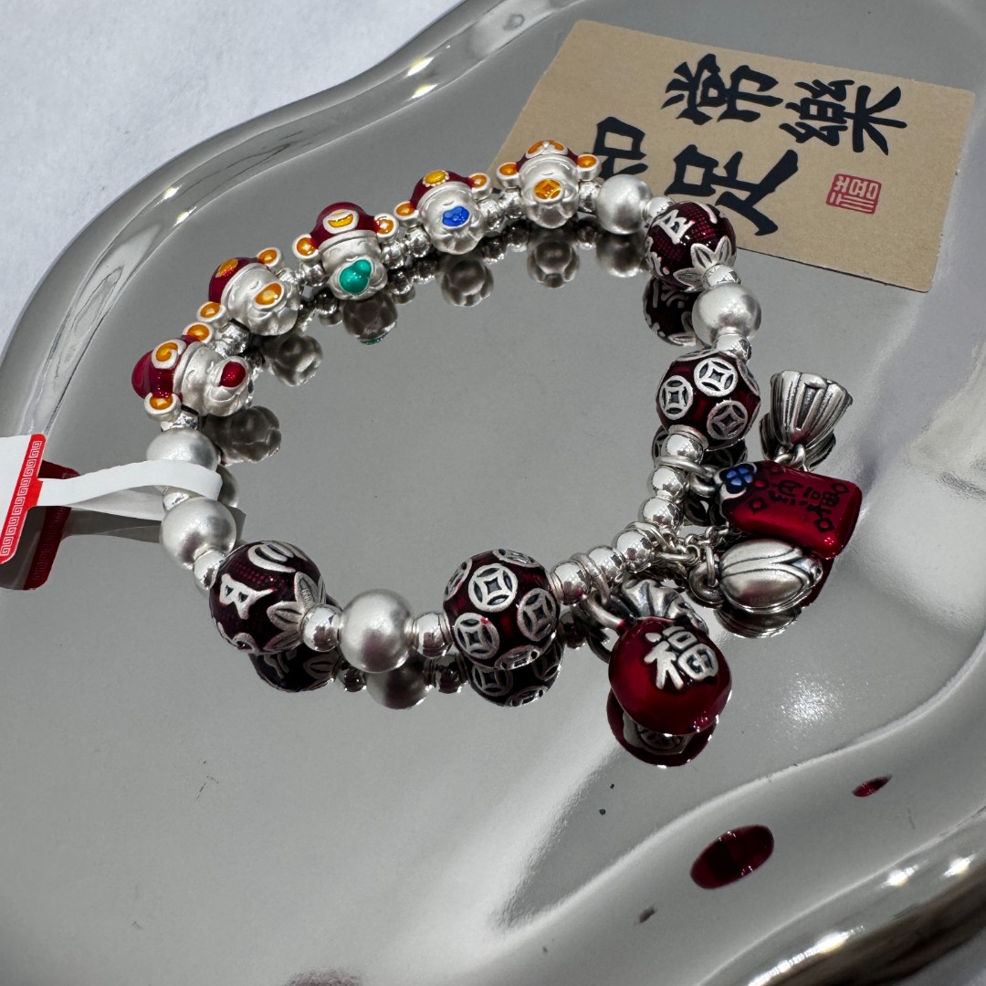 足银手链 足银手链 五路财神款 DIY银饰手链 女神节礼物百搭