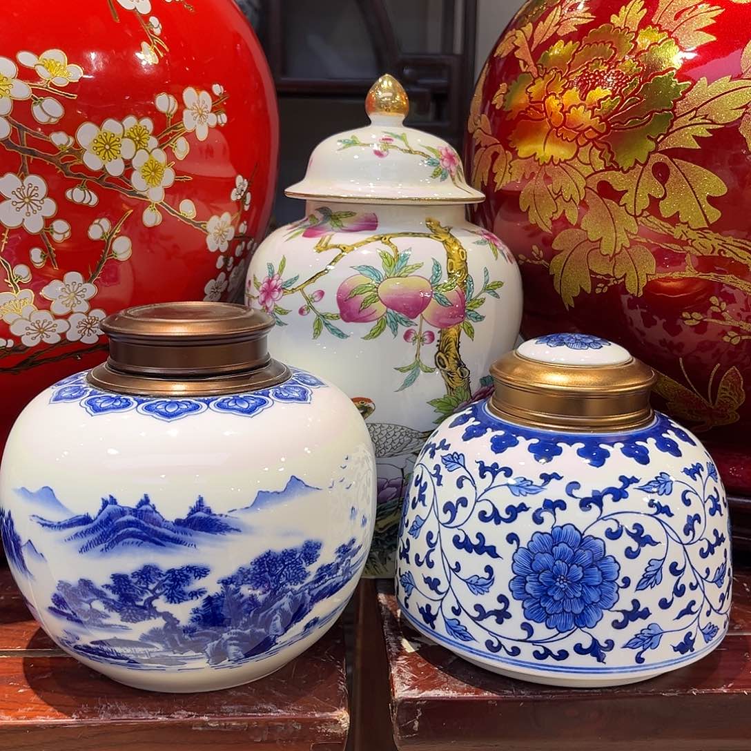 陶景德镇陶瓷茶叶罐3个