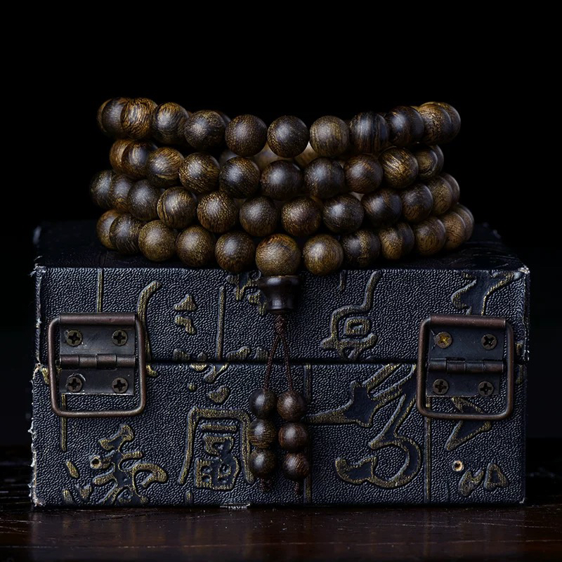 沉香沉香野料菩萨棋圆珠多圈8mm念珠108颗