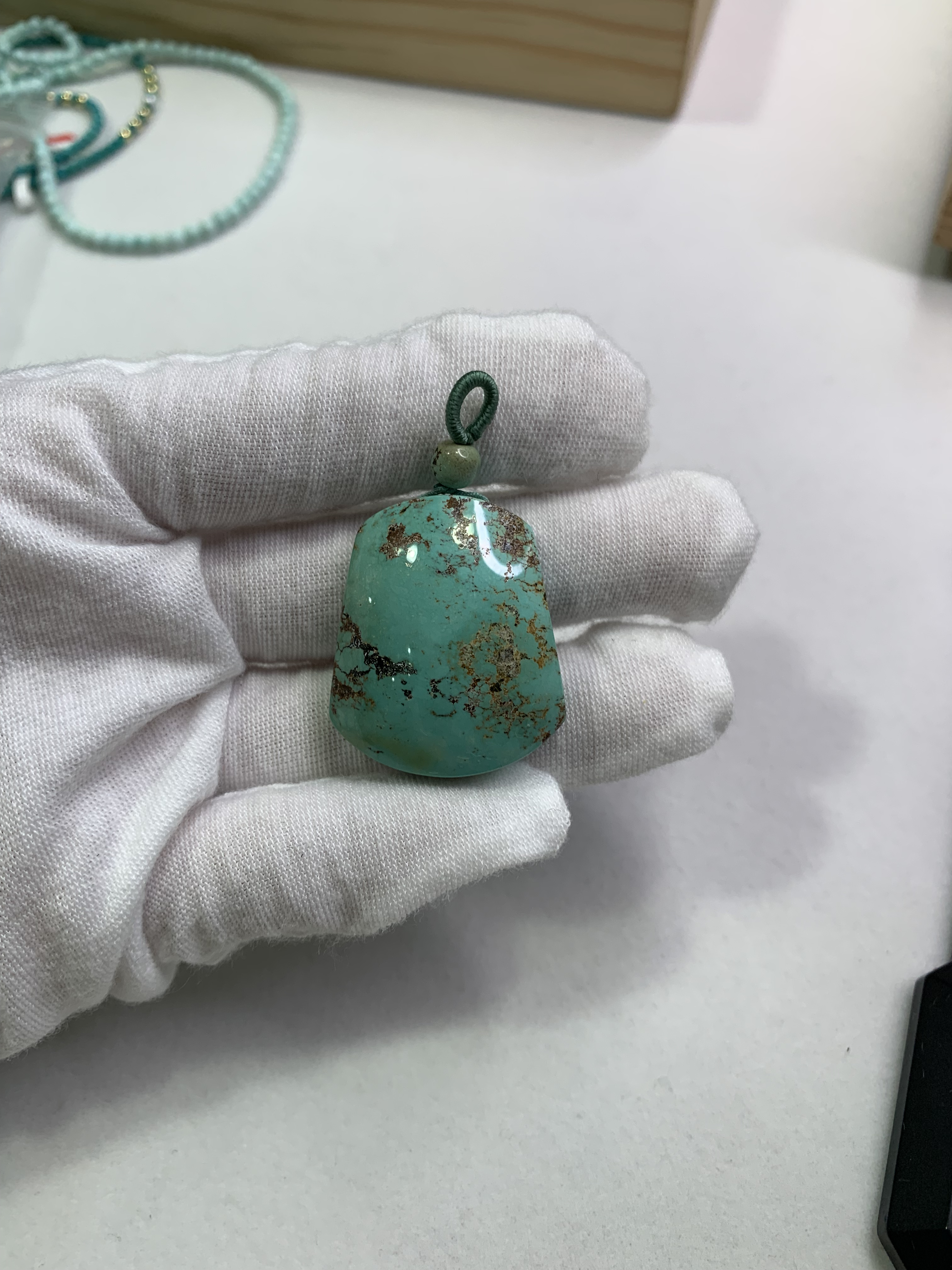 天然原矿绿松石无事牌