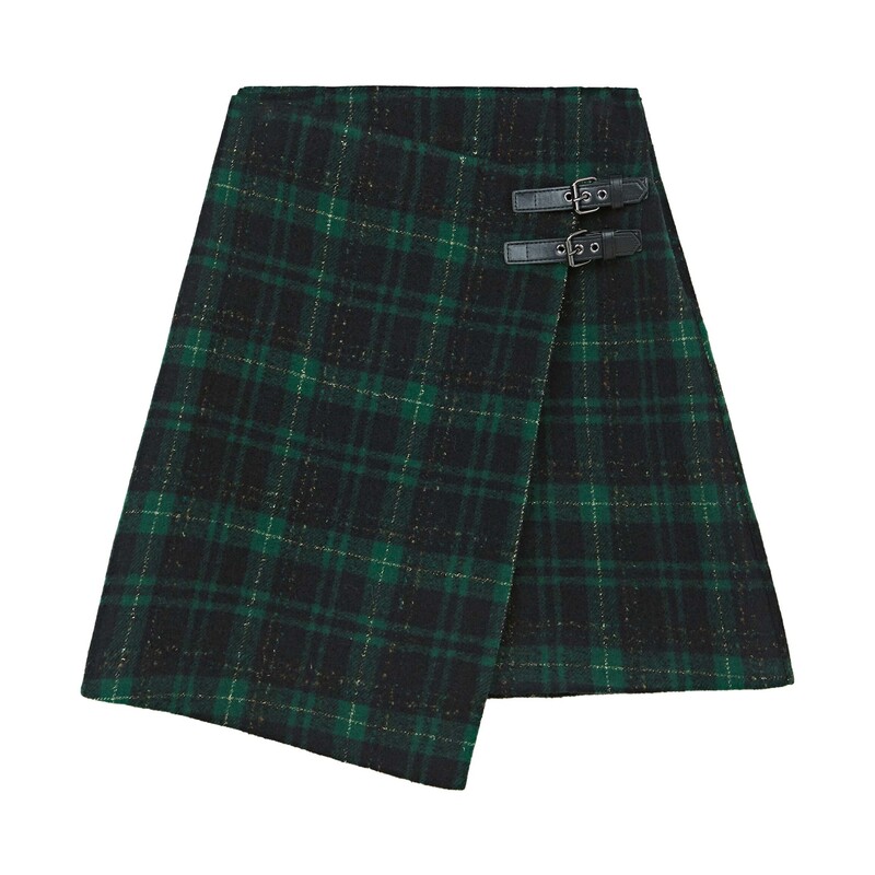 【粉丝专享】圣迪奥冬季复古休闲学院风格纹半身裙S234Z1309