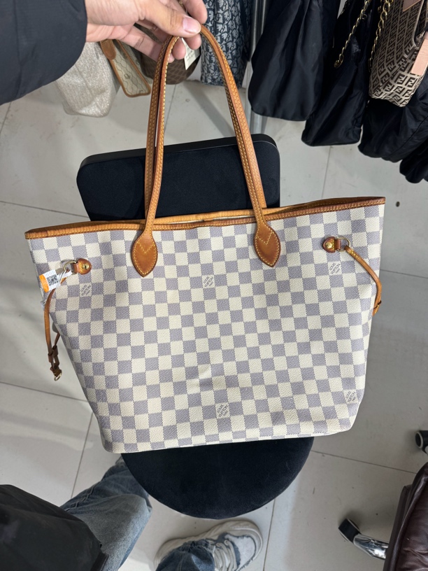 95新 LouisVuitton/路易威登 白棋盘格中号nf托特包