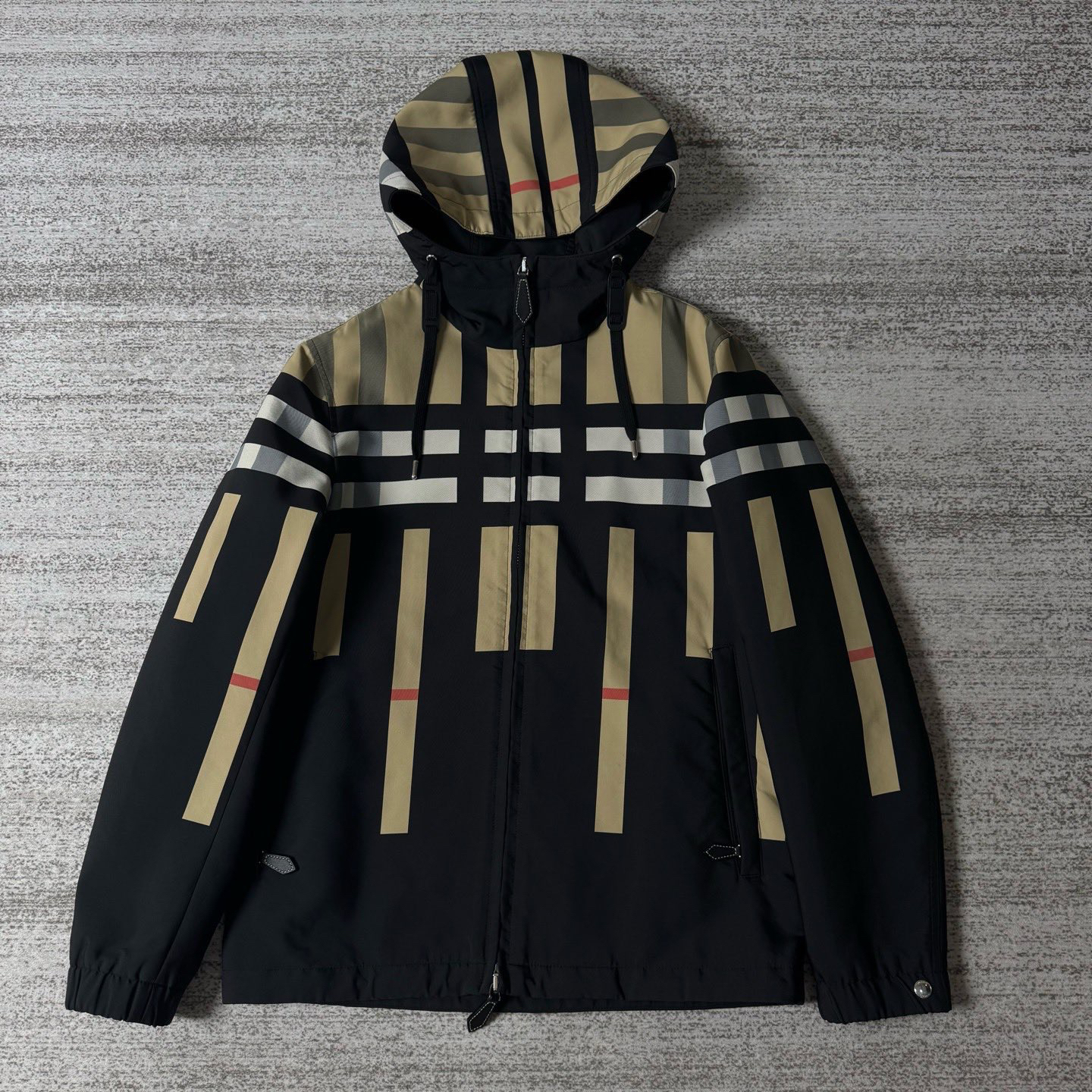 99新 BURBERRY/博柏利 SS22拼色格纹连帽休闲夹克外套/XS码#1861