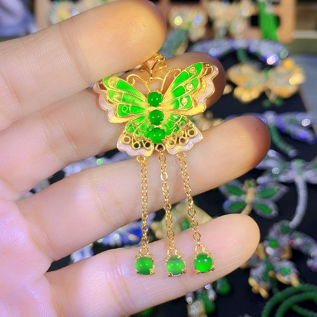 吊坠(不含链)银S925镶嵌翡翠