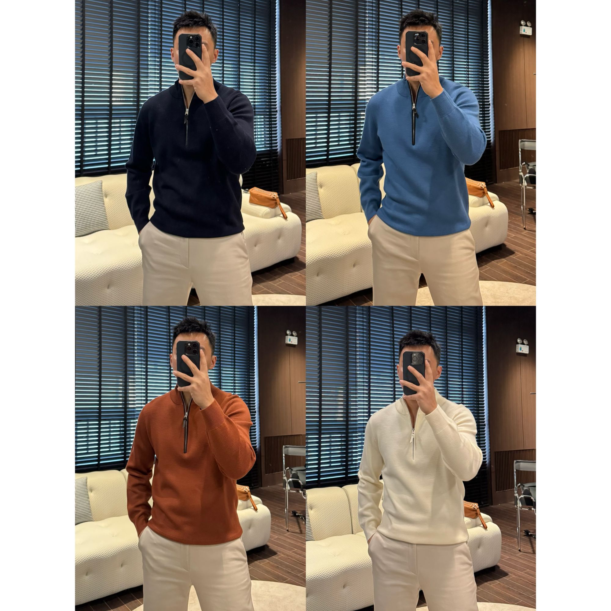 【100%羊毛/拉链针织衫】男士秋冬新款奢华立领保暖羊毛衫-253543