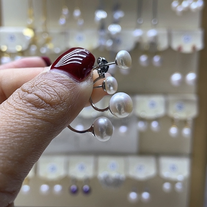 淡水珍珠耳饰银S925镶嵌