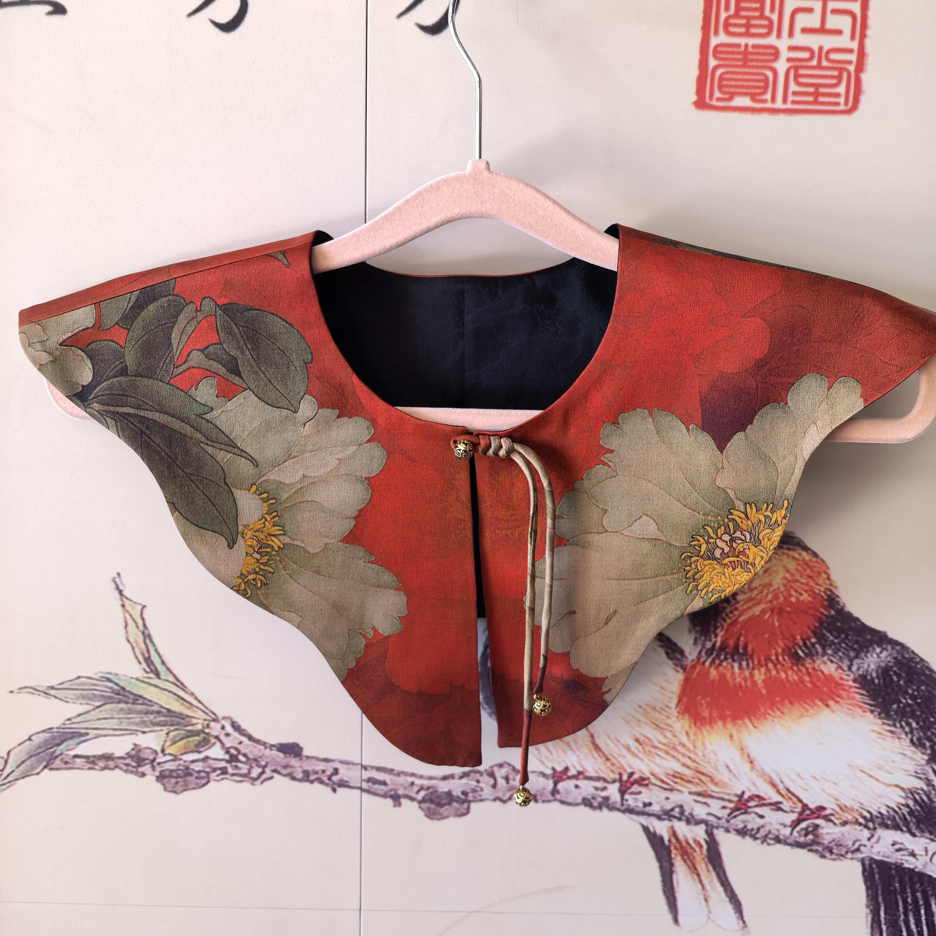 香云纱云肩披肩假领护肩双面穿叠穿百分百桑蚕丝