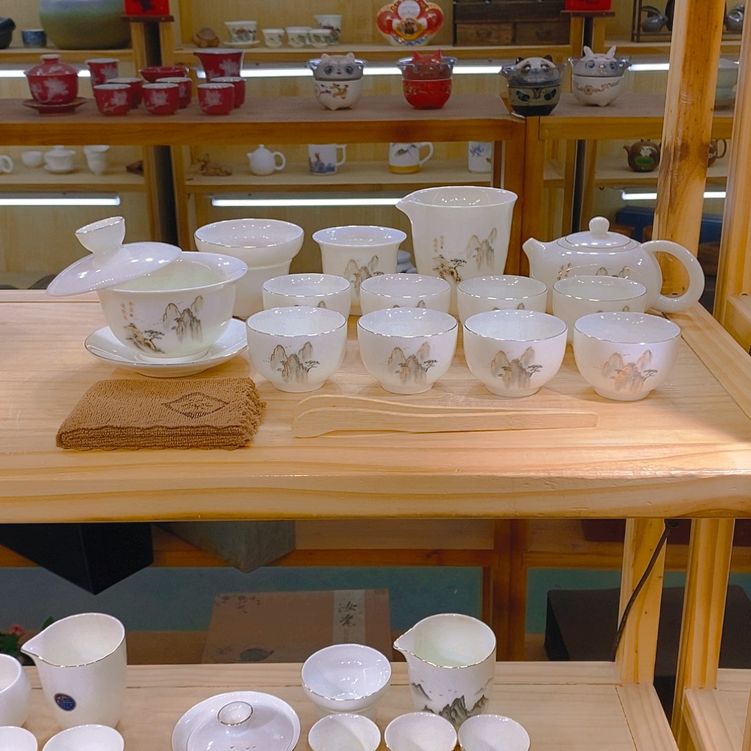 【不止】羊脂玉瓷茶具套装