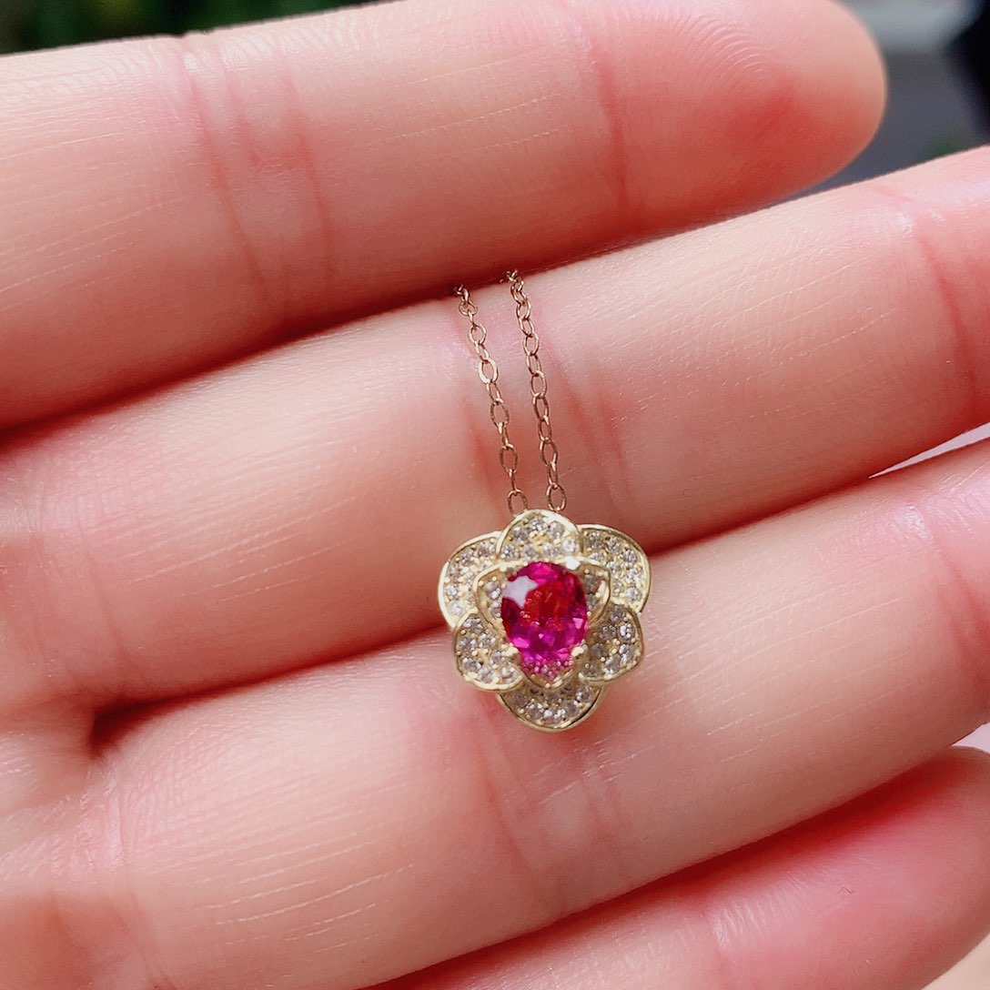 颈饰银S925镶嵌碧玺