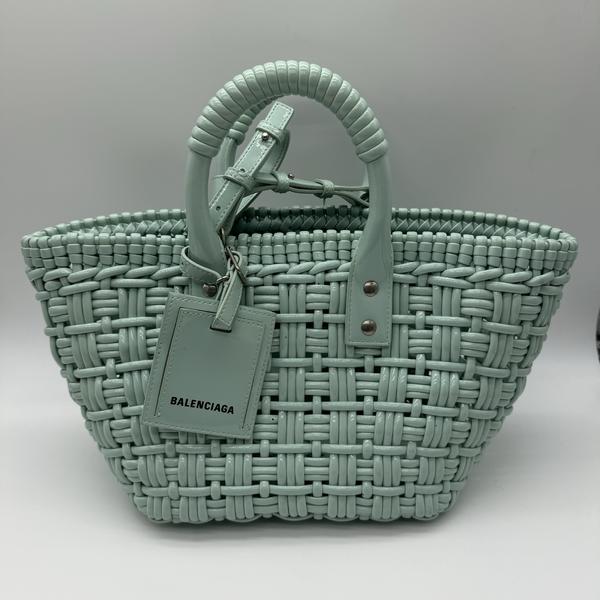 95新 Balenciaga/巴黎世家 巴黎世家漆皮编织菜篮子/5468 0426