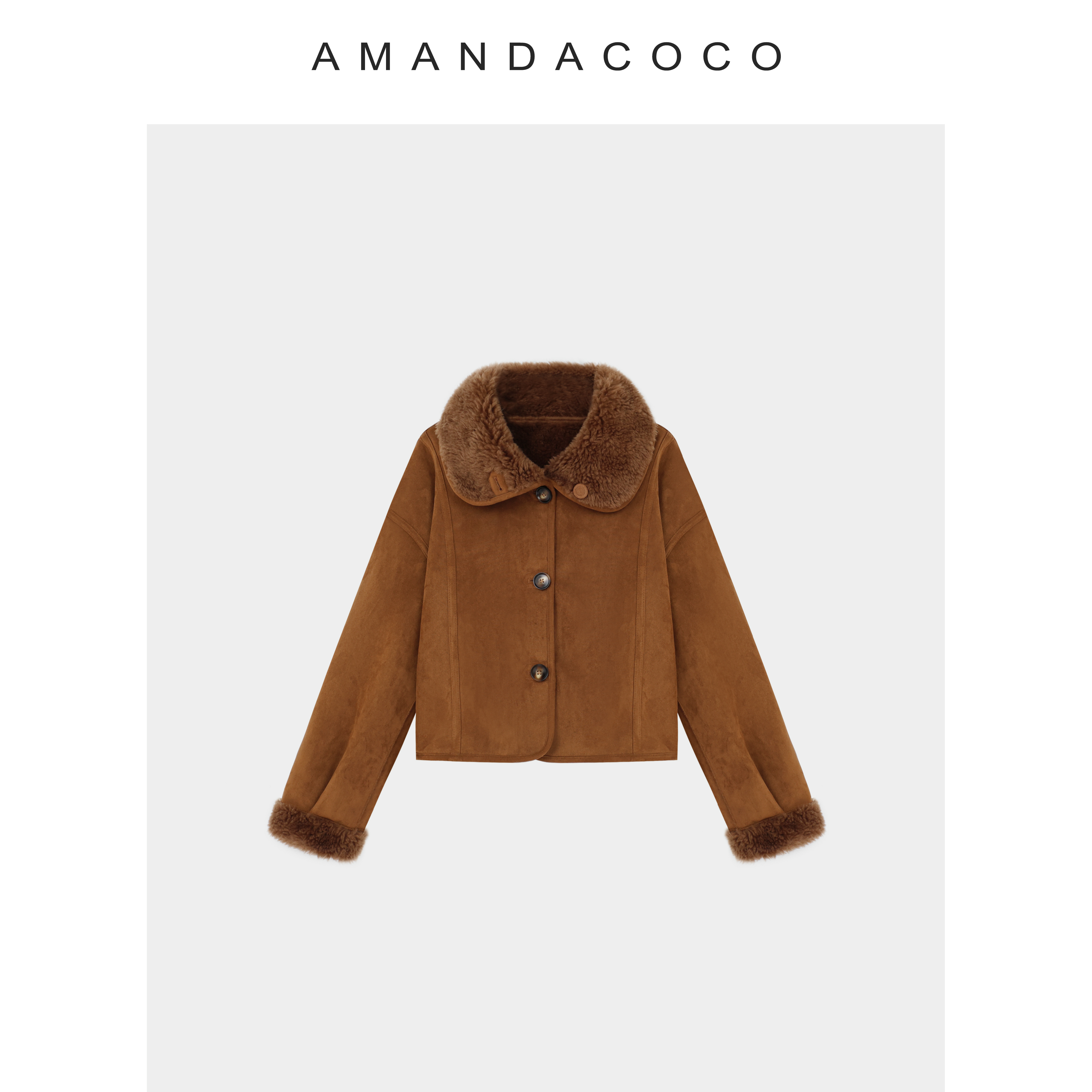 人造皮草 潇潇# 橡树落日～25秋冬复古设计感翻领两面穿皮毛外套