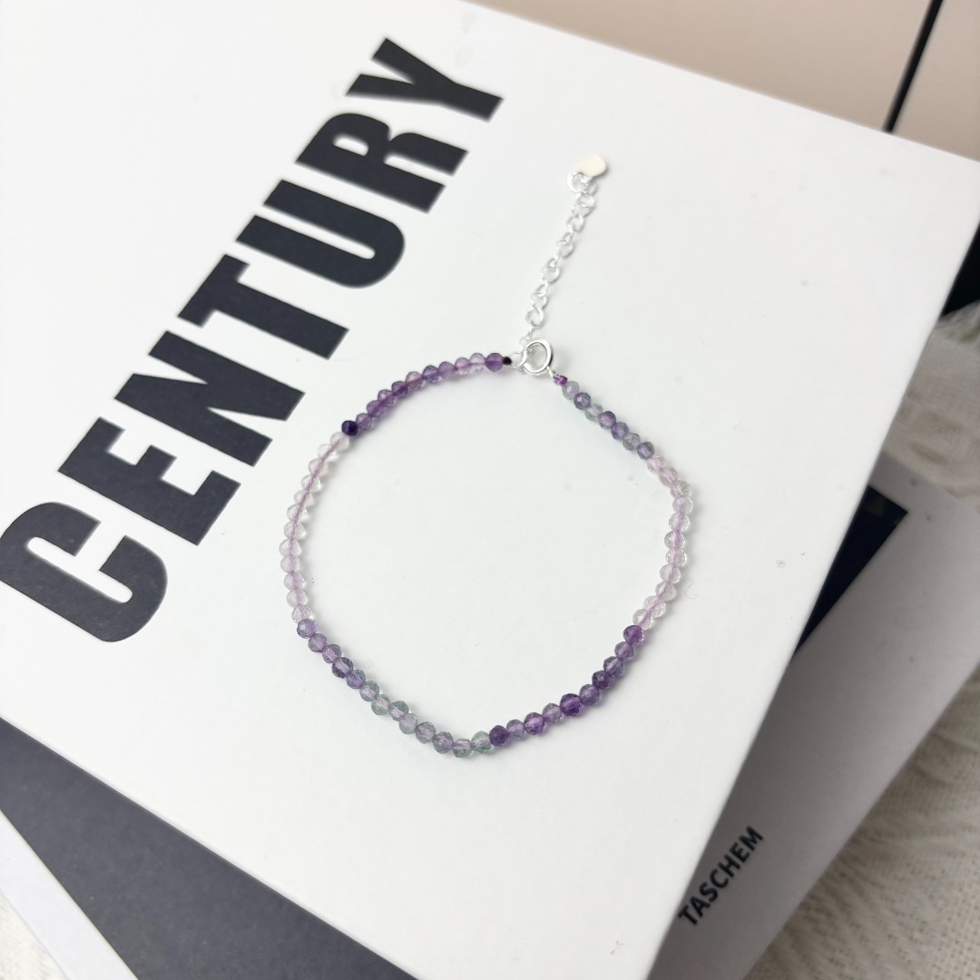 晶莹星萤石切面单圈手串3mm-A109