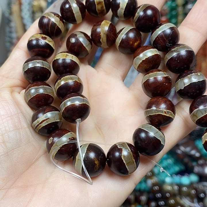 玛瑙/玉髓未镶嵌珠宝半成品复古玛瑙卡13.5mm