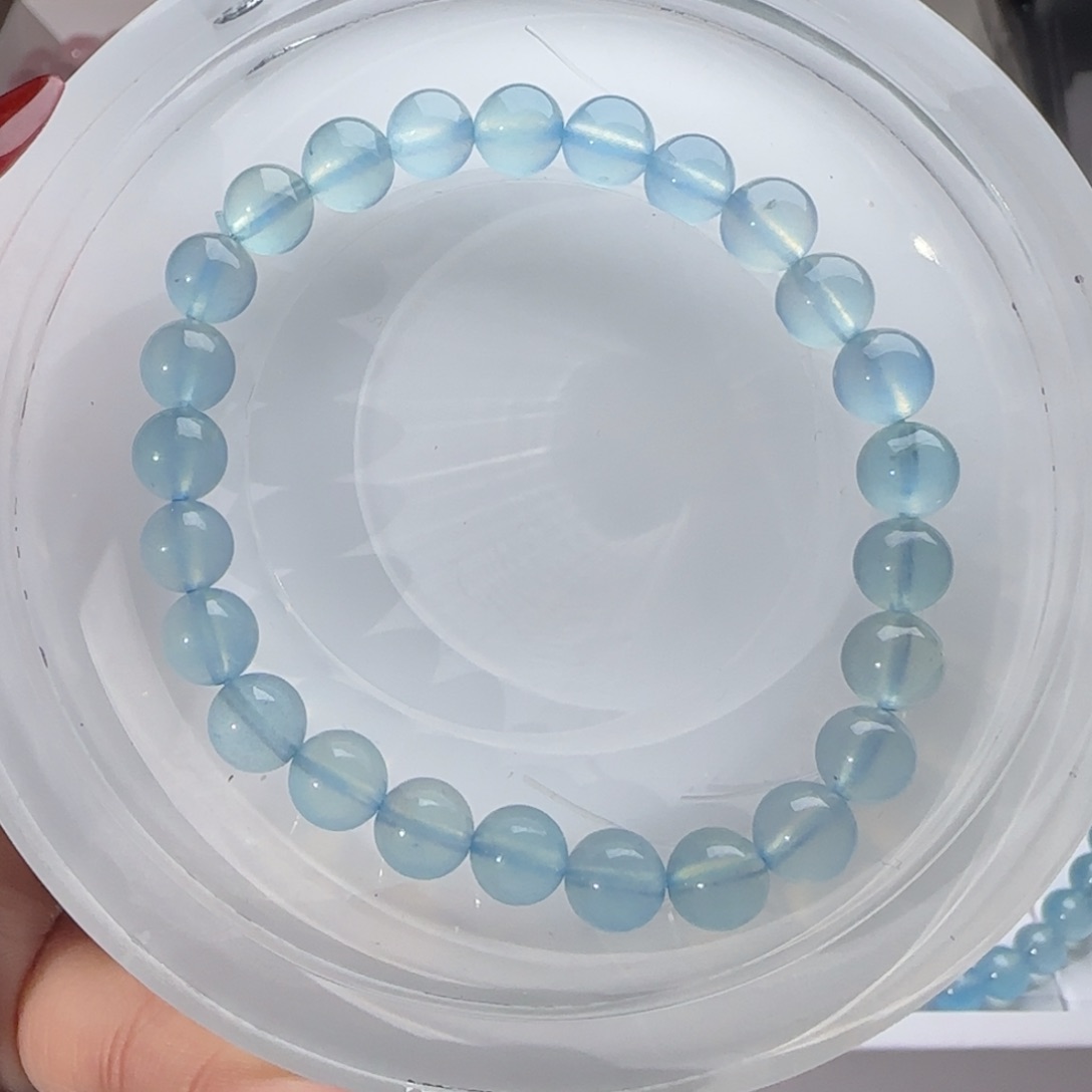 水晶手链未镶嵌终**.海蓝宝7mm+