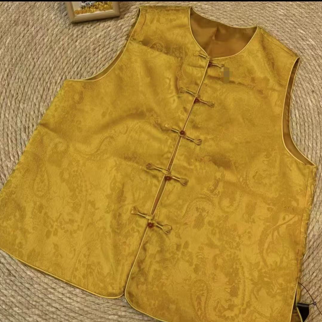 【美钰】早秋背心国风复古女士网红民族风提花无袖时尚新中式马甲