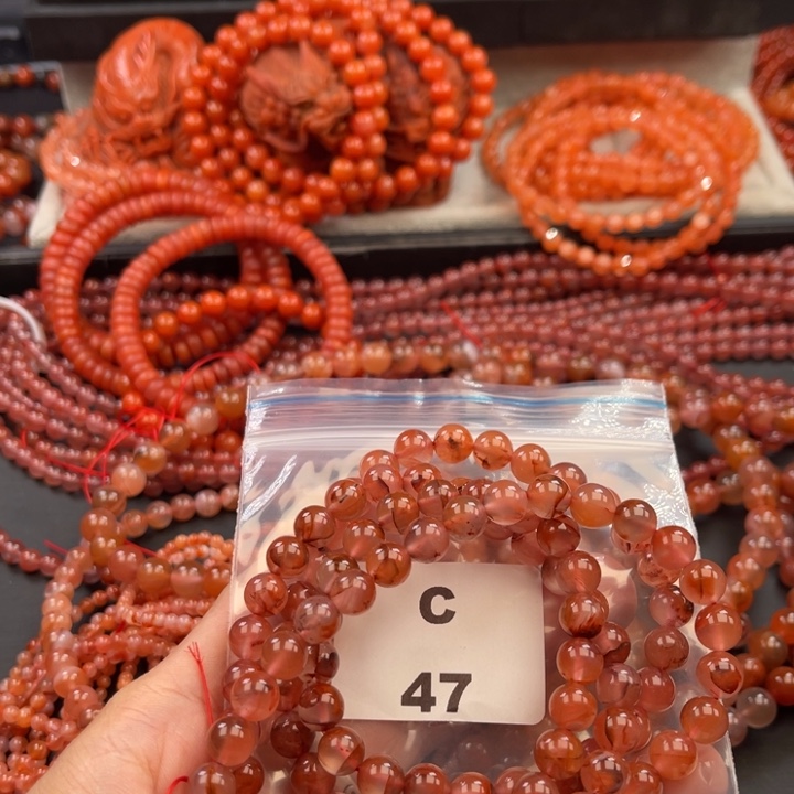 南红玛瑙未镶嵌多样性发货默认微瑕称重8mm