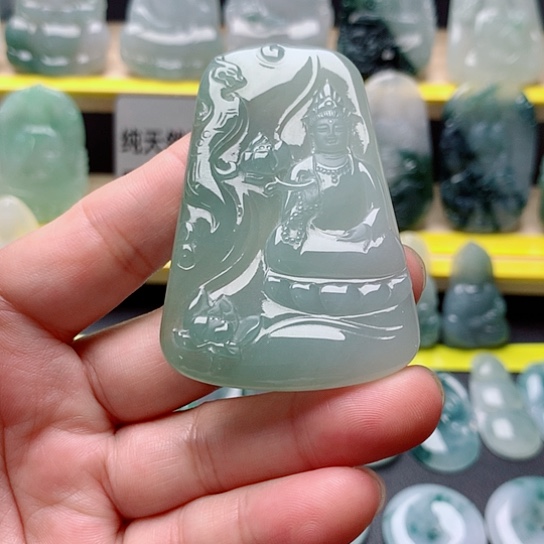 辉***艺翡翠未镶嵌吊坠(不含链)莲花观音