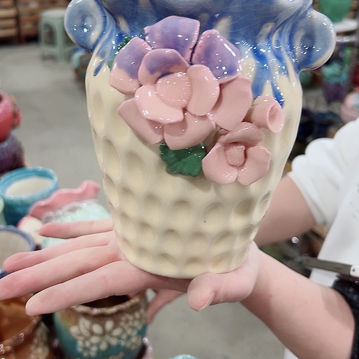 有孔.凑满10元发货多肉陶瓷花盆！