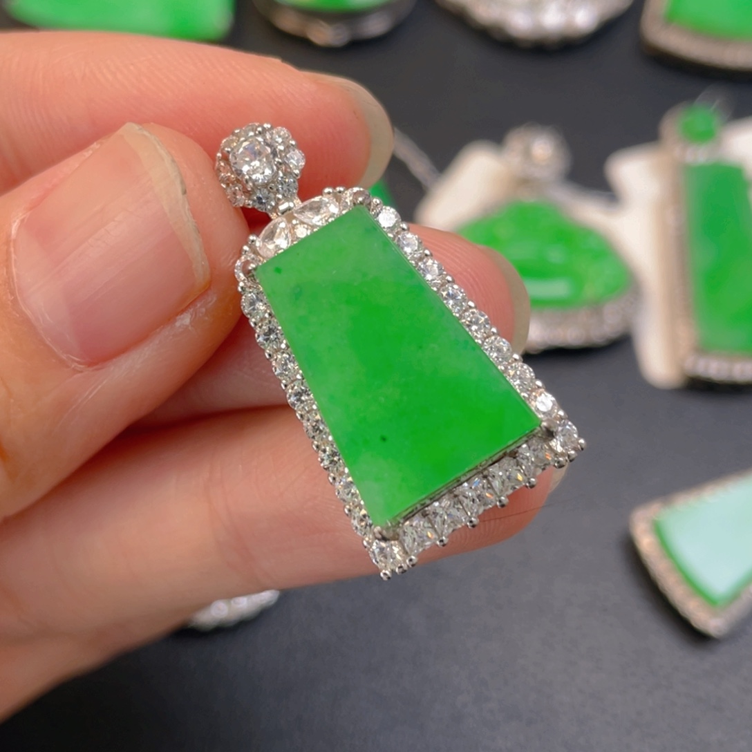 翡翠银S925镶嵌吊坠(不含链)