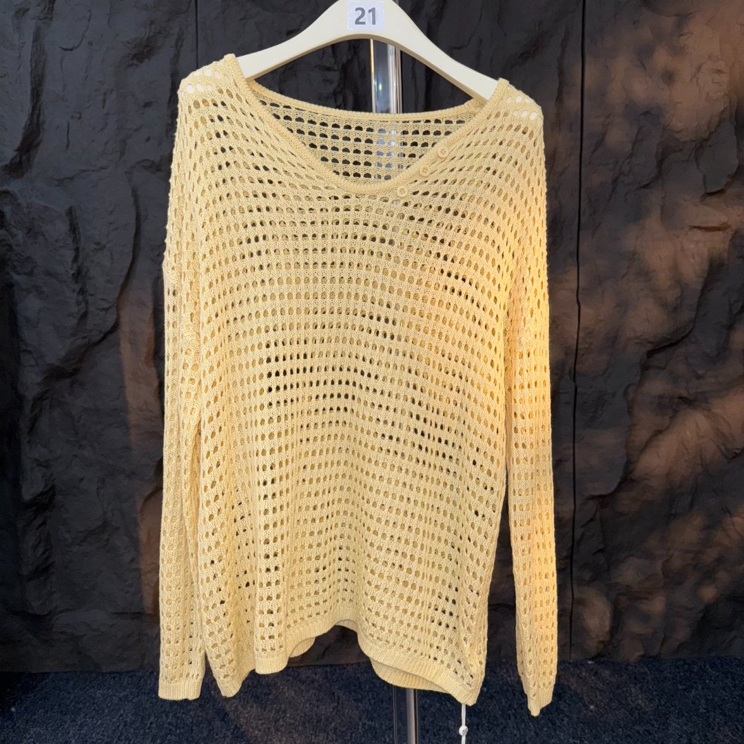 【简一一专属】针织慵懒风镂空毛针织衫春季宽松显瘦圆领纯色J038