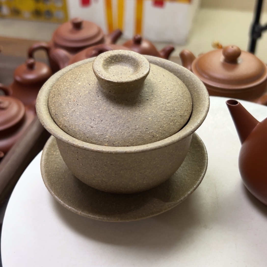 真***行紫砂茶壶八目五彩段泥盖碗150