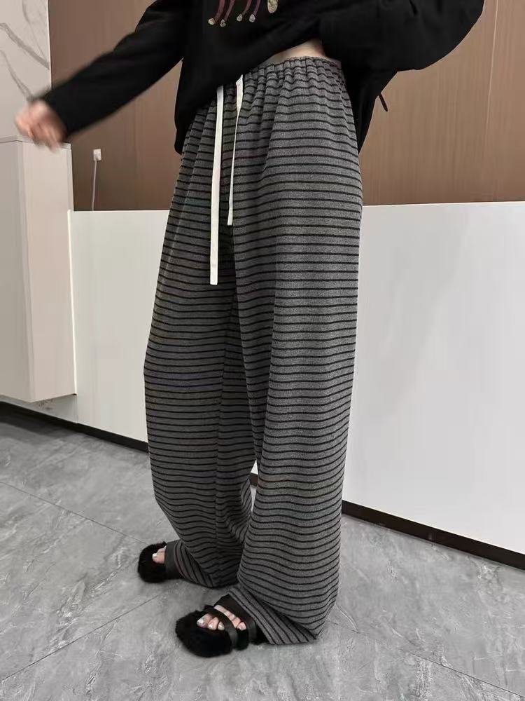 【666】1122/538-2/180新款宽松直筒阔腿细条纹休闲裤 