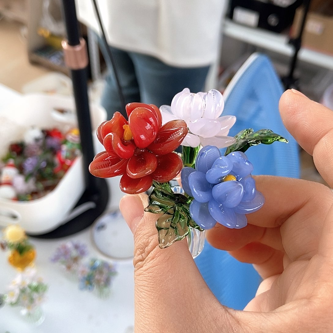 琉璃手工艺品M****岚一套牡丹