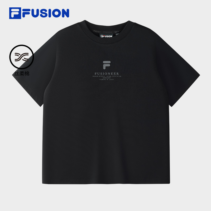 FILA斐乐夏季纯棉短袖T恤女款运动休闲透气印花半截袖T11W525101F