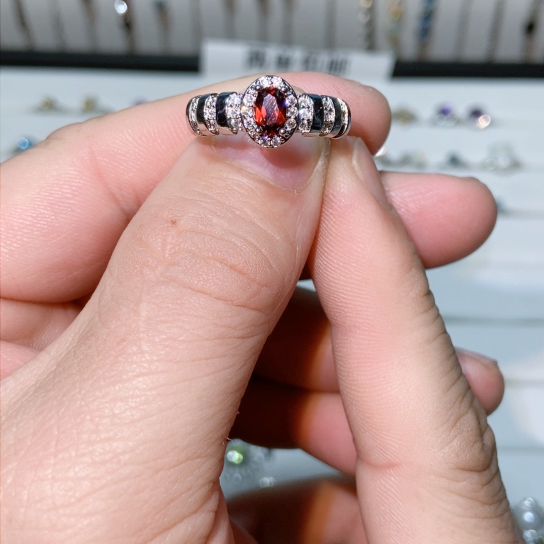 绿水晶戒指银S925镶嵌