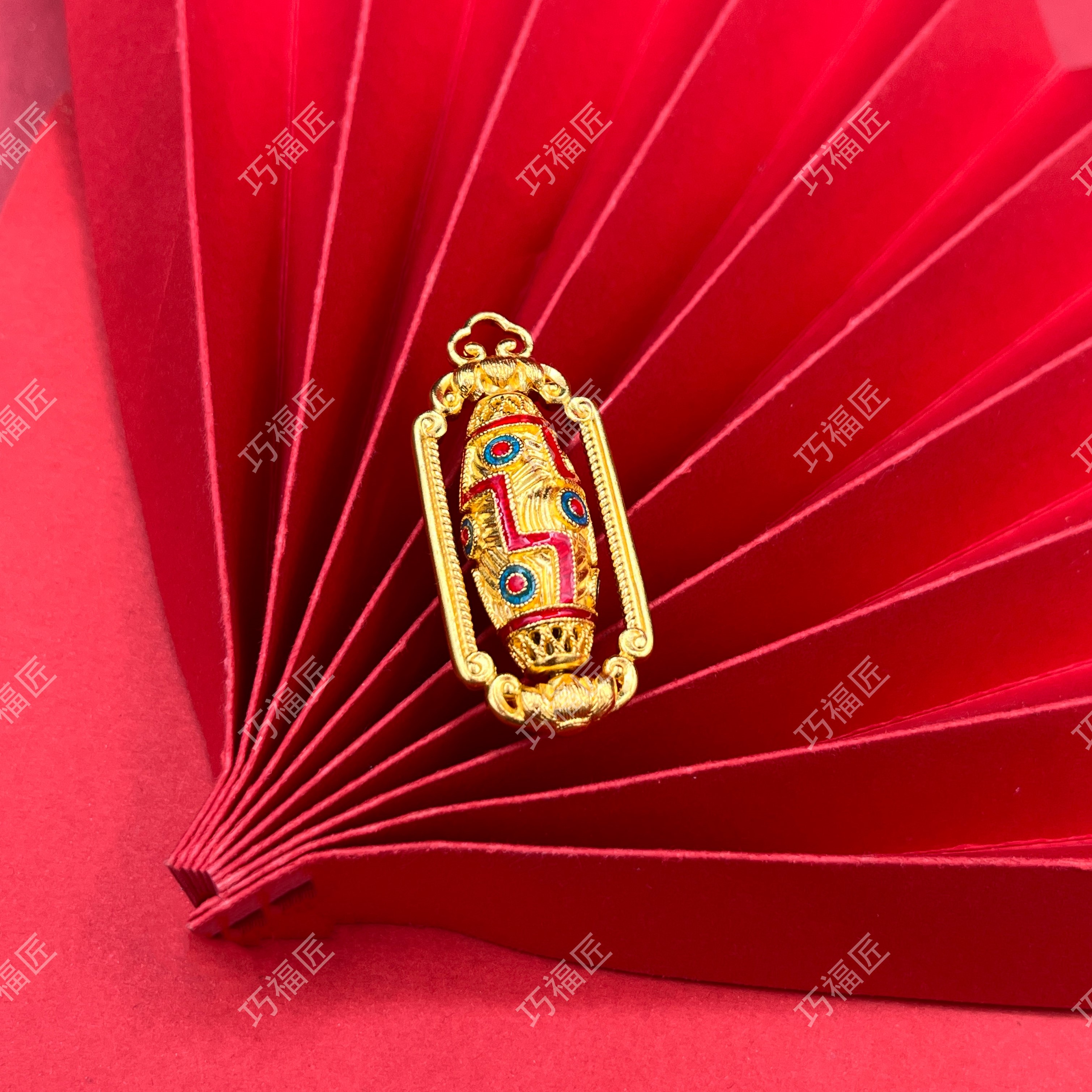 吊坠足银 珐琅彩旋转九眼珠时尚 精美百搭简约气质轻奢挂坠素款