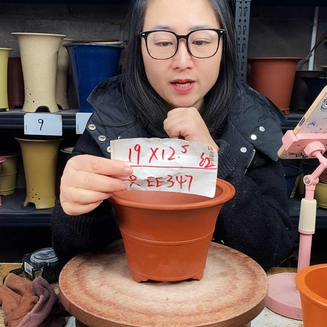 紫砂一只花盆货号EE347