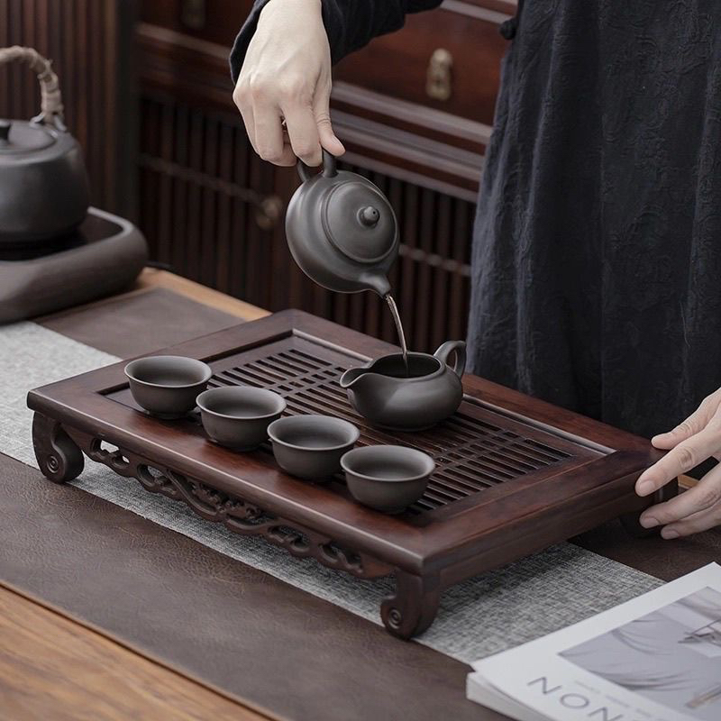 40*28九竹竹制书卷台排水蓄水两用茶盘