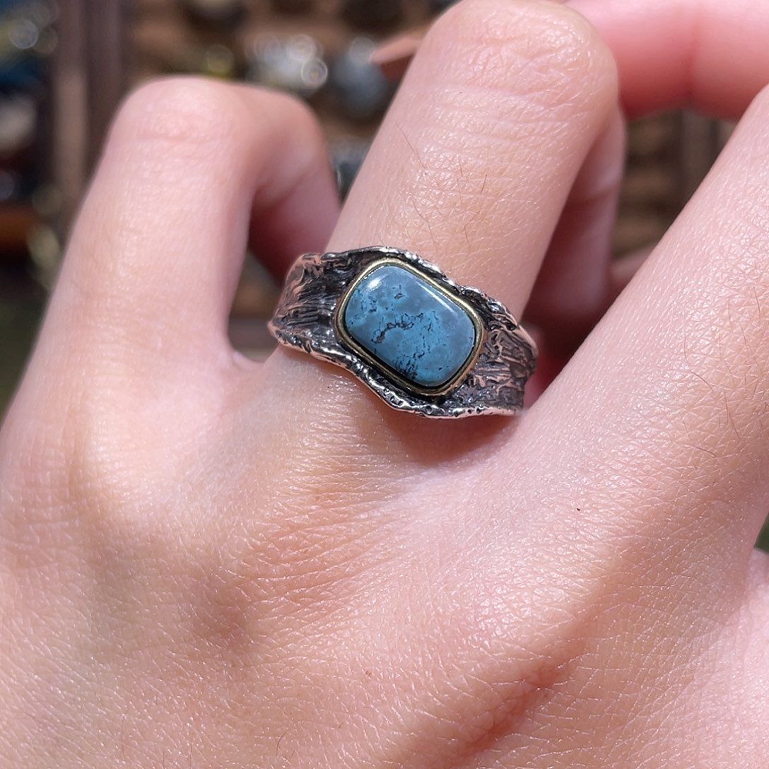 绿松石银S925镶嵌戒指