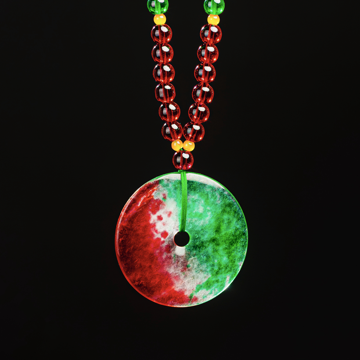 {文会长专属｝dsj12精美时尚红加绿平安扣项链