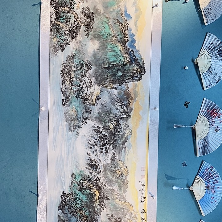 国画云山观瀑章高峰老师