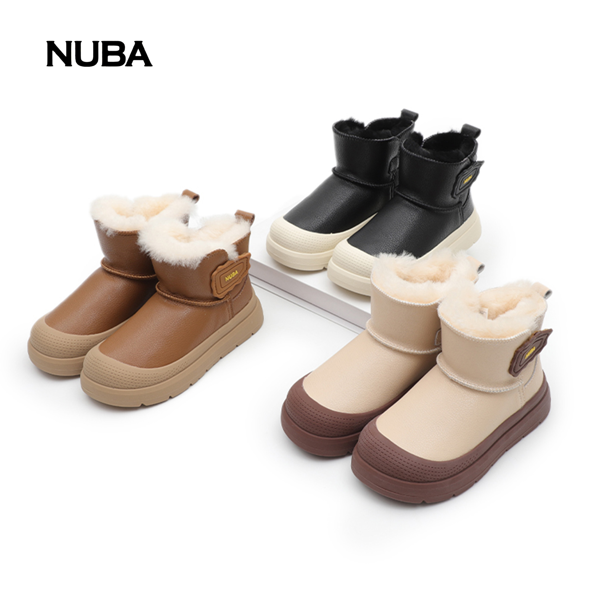 【儿童雪地靴】防水魔术贴棉鞋男女通用男童百搭冬季平跟加厚保暖