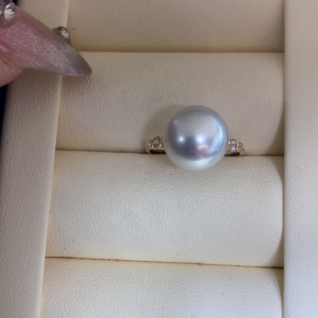 海水珍珠戒指18K金镶嵌