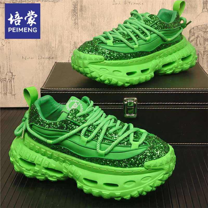 培蒙2025新款时尚休闲鞋男厚底轻便运动鞋跑步鞋时尚in潮流男鞋