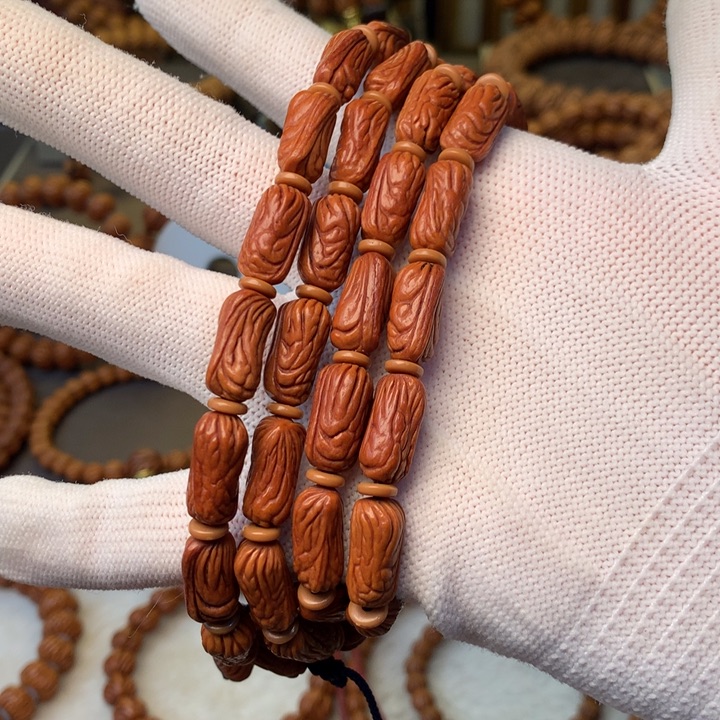 征***途桃核手串秦岭龙纹