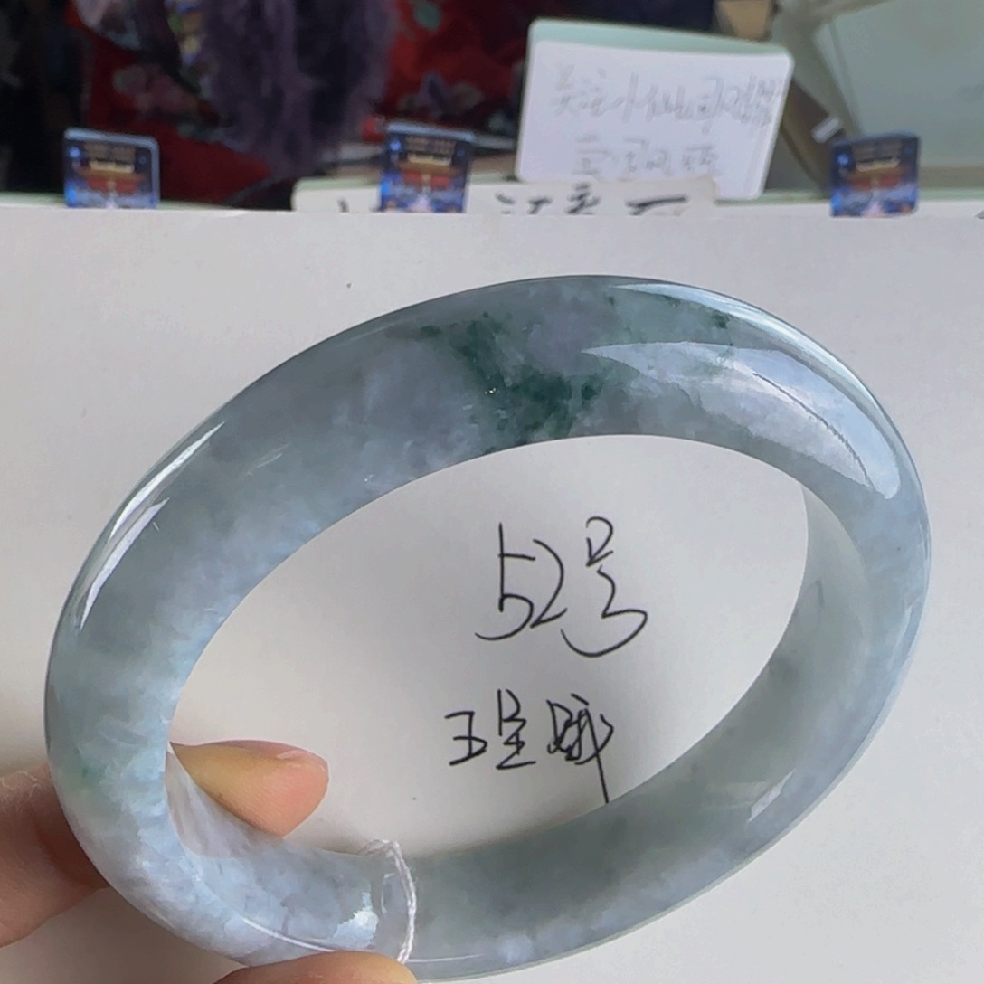 翡翠手镯未镶嵌老坑59.5圈木那雪花棉