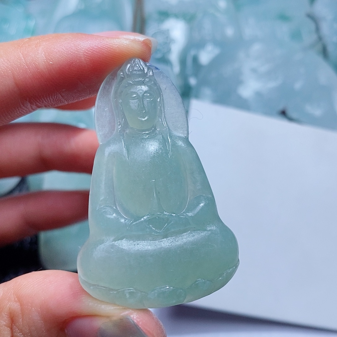 定制翡翠未镶嵌毛货付款后确认抛光