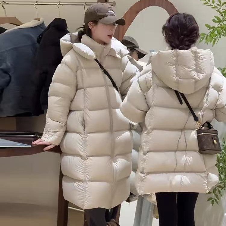 优等品爆款闺蜜装连帽加绒加厚中长款长款韩版富婆风时尚百搭潮流