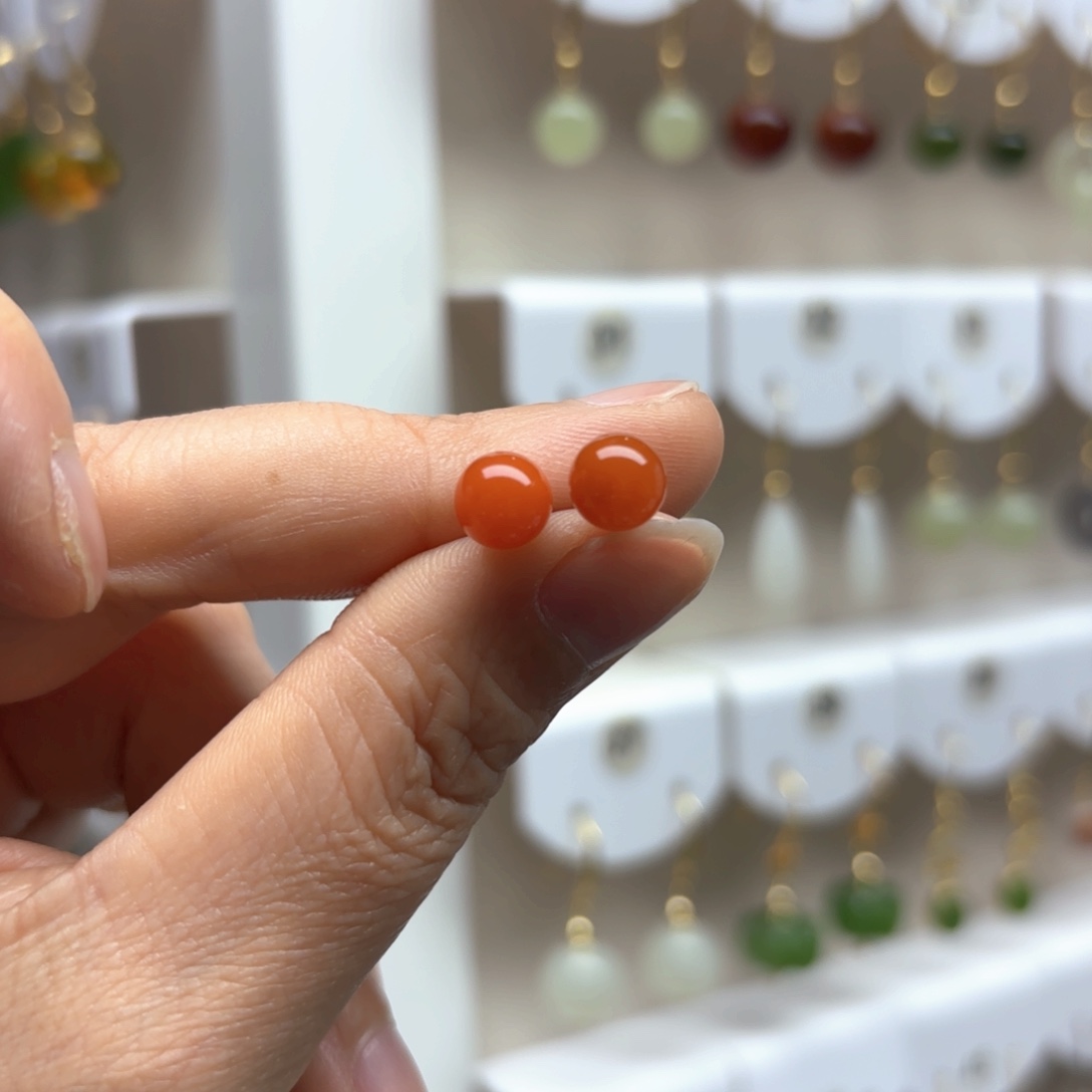 南红玛瑙耳饰银S925镶嵌