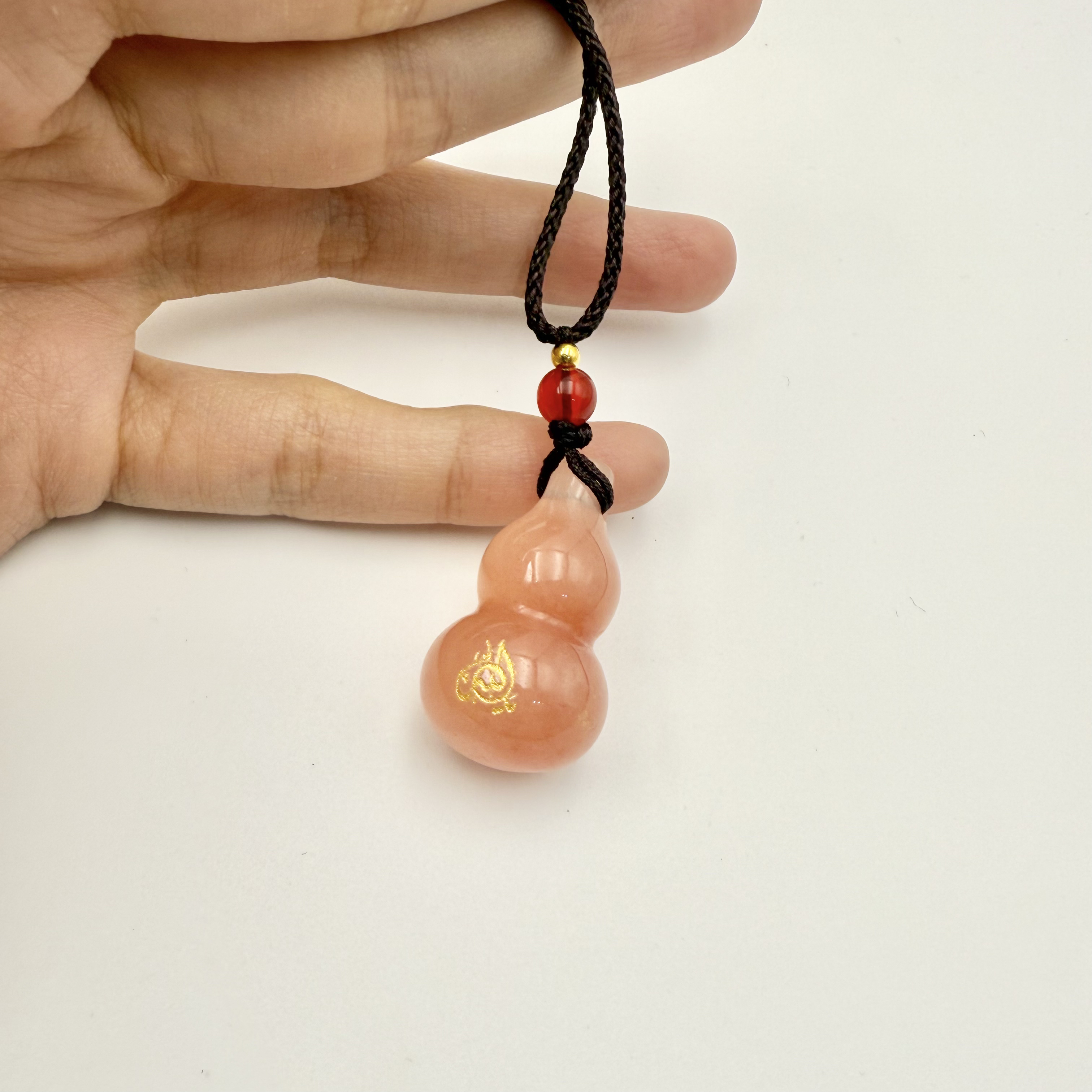 福禄葫芦嘟瓦刻字桃花酿金丝玉项链吊坠