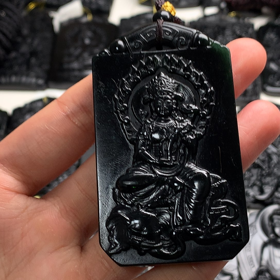 天然缅甸a货钢琴黑挂件