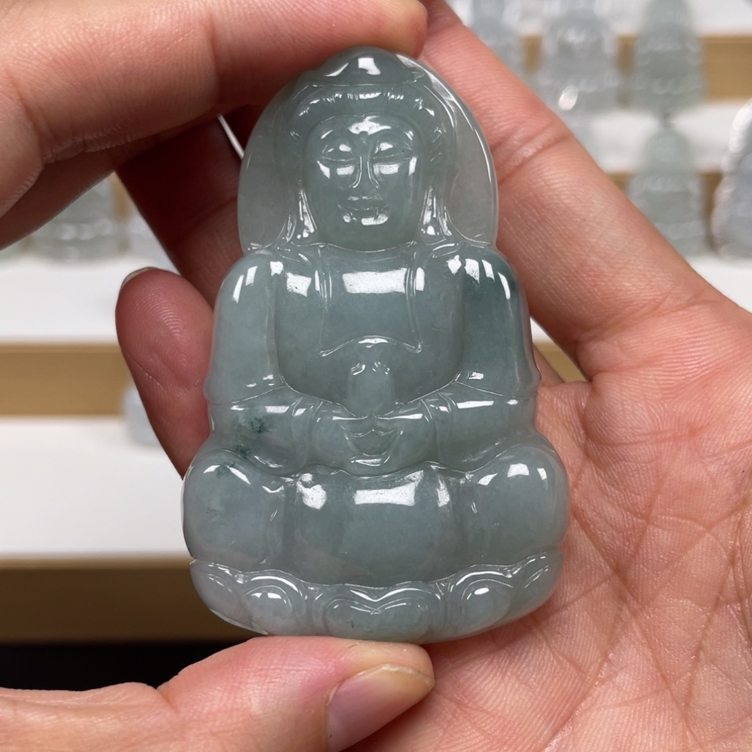 翡翠未镶嵌颈饰天然翡翠A货观音123号