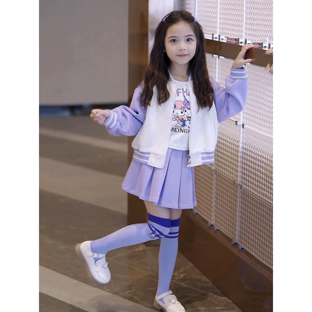 库洛米衣服女童春装连衣裙2025新款儿童学院风春秋款女孩套装裙子