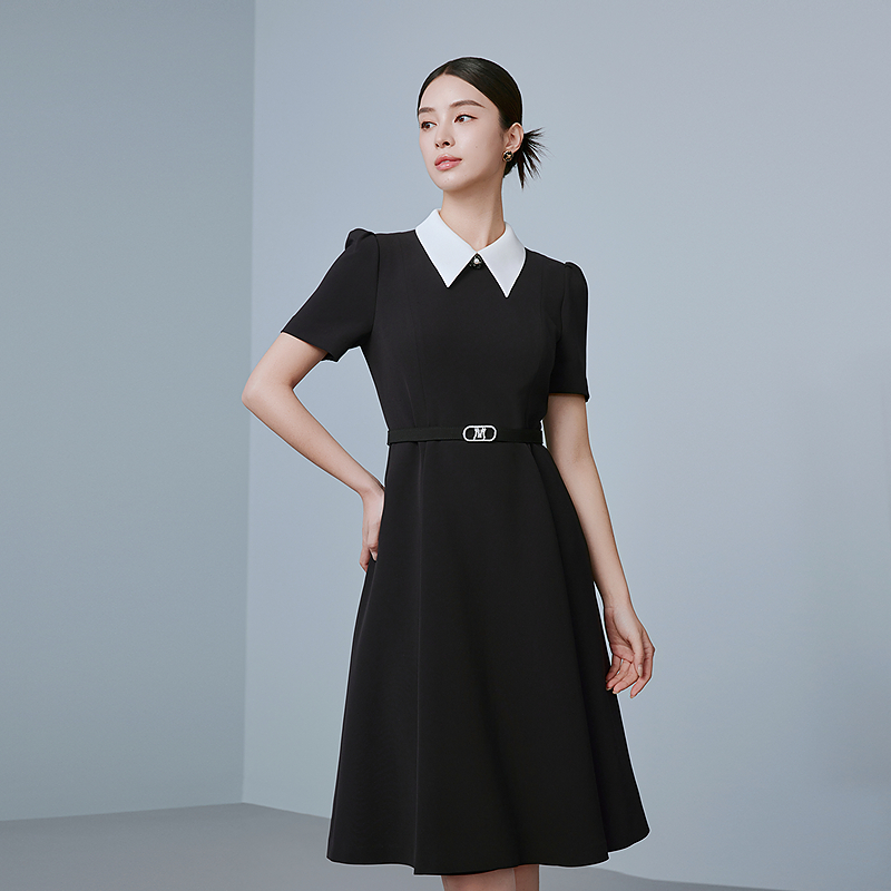 【晨粉专享价】高级感翻领连衣裙2025年新款气质-MOGB02WOP013B11